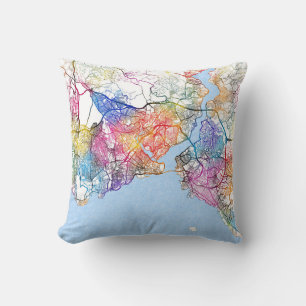 Istanbul Türkiye City Map Throw Pillow
