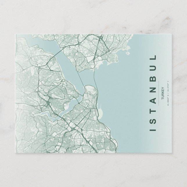 Istanbul Türkiye Map Minimal Postcard (Front)