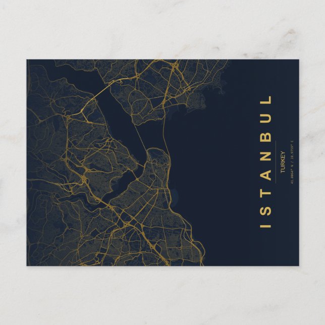 Istanbul Türkiye Map Minimal Postcard (Front)
