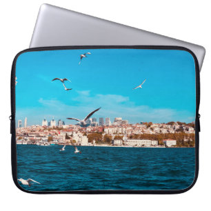 Istanbul view with seagulls on a warm sunny day, B Laptop Sleeve