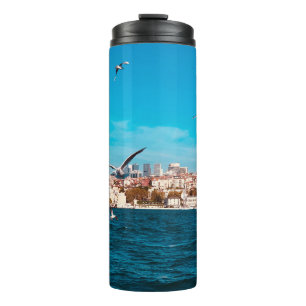 Istanbul view with seagulls on a warm sunny day, B Thermal Tumbler
