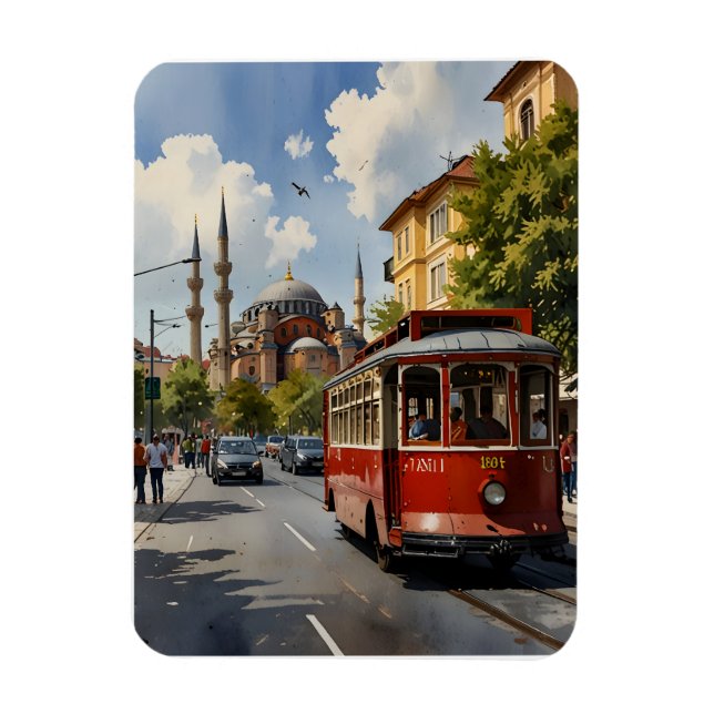 Istanbul watercolor art magnet (Vertical)