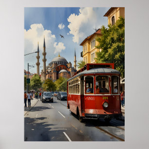 Istanbul watercolor art poster