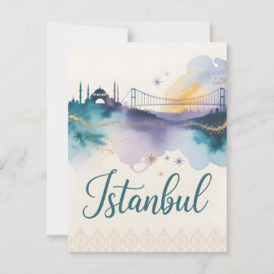 Istanbul watercolor postcard