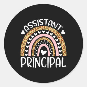Istant Principal Boho Rainbow Leopard First Day Classic Round Sticker