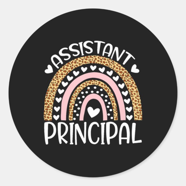 Istant Principal Boho Rainbow Leopard First Day Classic Round Sticker (Front)