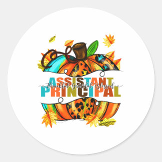 Istant Principal Thankful Grateful Blessed Autumn Classic Round Sticker