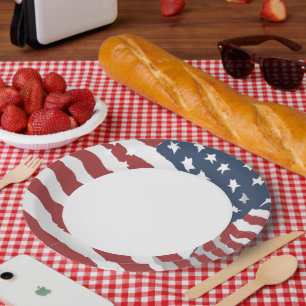 istressed US Flag with White Centre  Paper Plate