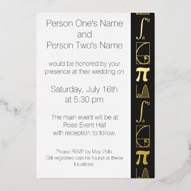 It Adds Up in Black Foil Invitation (Front)
