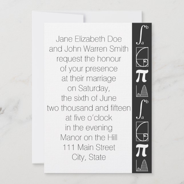 It Adds Up in Black Wedding Invitation (Front)