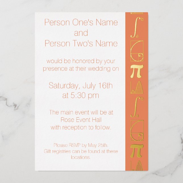 It Adds Up in Coral Foil Invitation (Front)