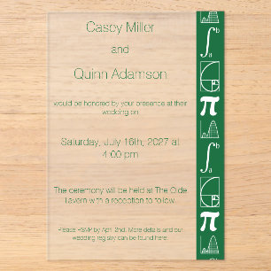 It Adds Up in Green Acrylic Wedding  Invitations