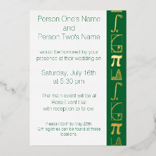 It Adds Up in Green Foil Invitation