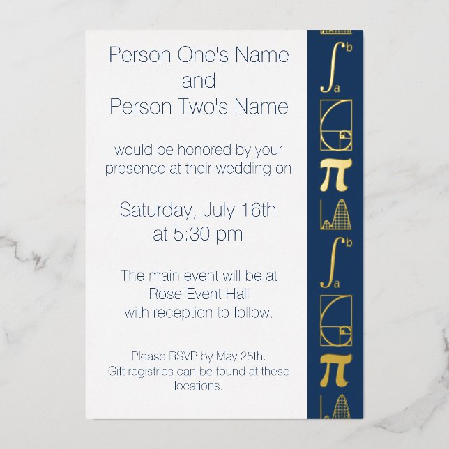 It Adds Up in Navy Foil Invitation (Front)