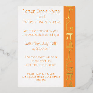It Adds Up in Orange Foil Invitation
