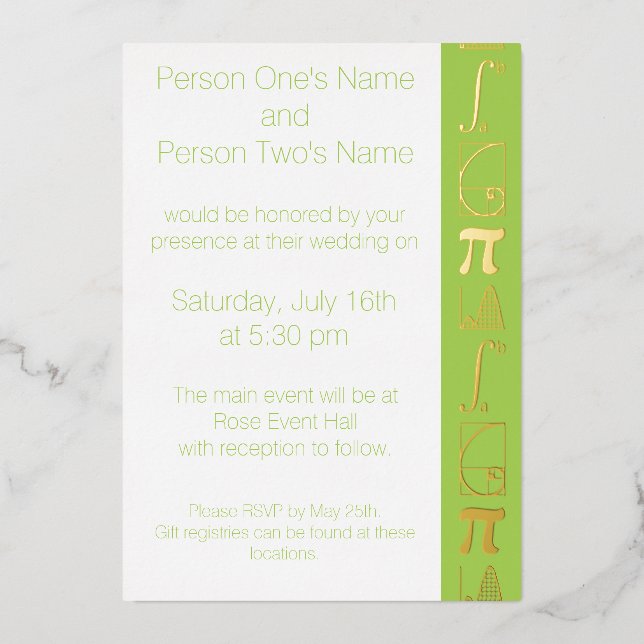 It Adds Up in Peridot Foil Invitation (Front)