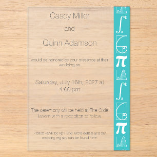 It Adds Up in Turquoise Acrylic Wedding  Invitations