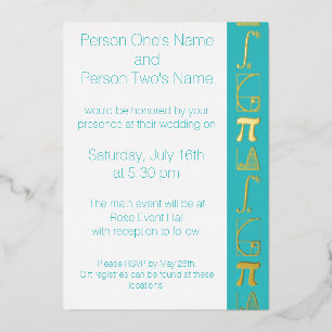 It Adds Up in Turquoise Foil Invitation