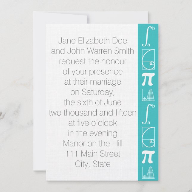 It Adds Up in Turquoise Wedding Invitation (Front)