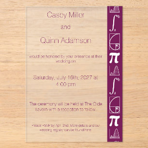 It Adds Up in Wine Acrylic Wedding  Invitations