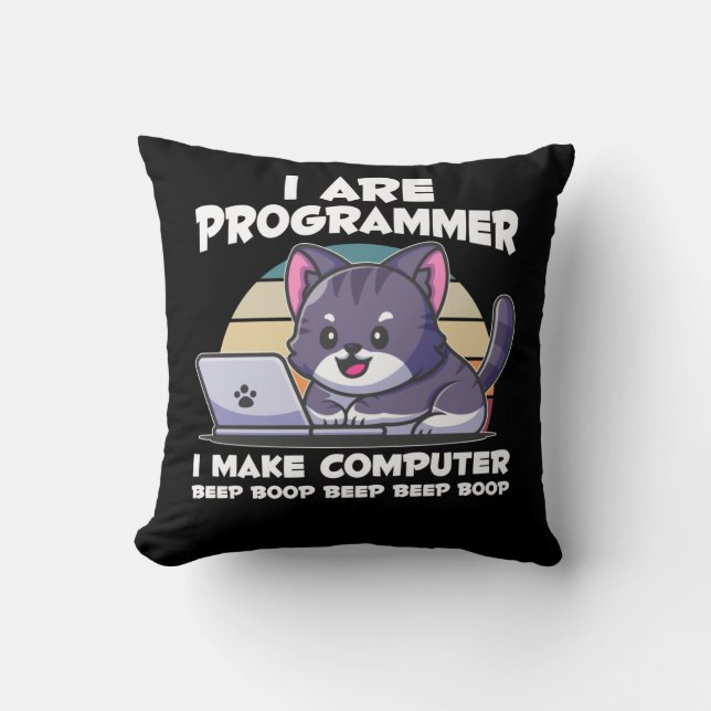 IT admin humour computer science student saying Throw Pillow (Front)