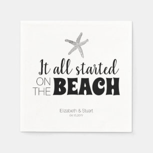 It All Started on the Beach Wedding Starfish Party Napkin
