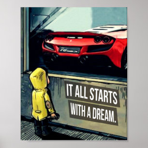 It All Starts With A Dream Motivational Quote Poster