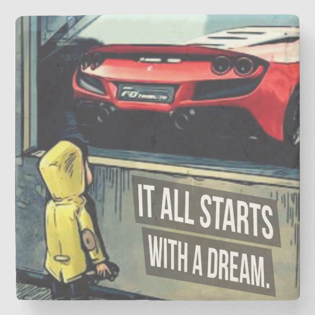 It All Starts With A Dream Motivational Quote Stone Coaster (Front)