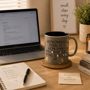 It Always seems impossible UNTIL you do it .motiva Two-Tone Coffee Mug