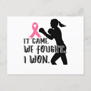 It Came We Fought I Won Breast Cancer Awareness Announcement Postcard