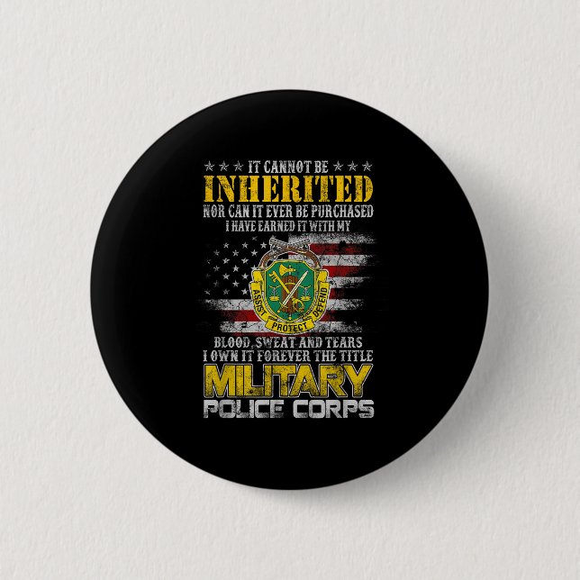 It Cannot Be Inherited Military Lice Veteran Day P 2 Inch Round Button (Front)
