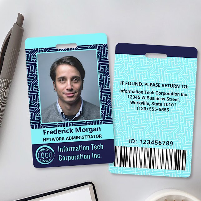 IT Computer Custom Employee Photo Bar Code Logo Badge (Creator Uploaded)