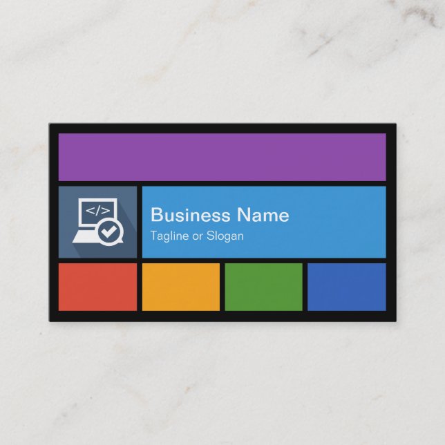 IT Consultant - Colourful Tiles Creative Business Card (Front)