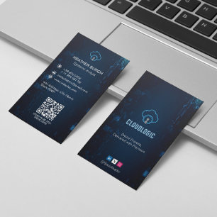 IT Consulting Business   Futuristic Dark Navy Card