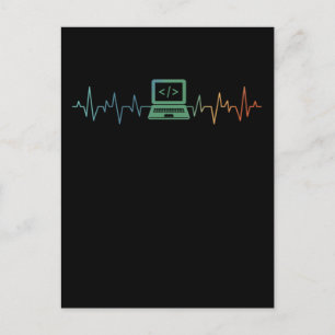 IT Developer Computer Heartbeat Software Coder Postcard