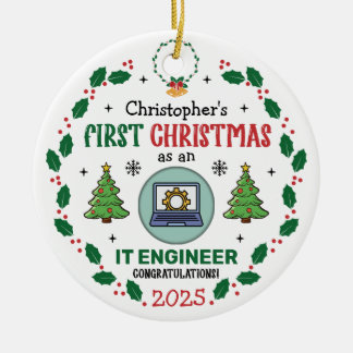 IT Engineer First Christmas Personalized Ceramic Ornament