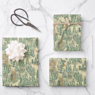 IT Forest Fishing Pattern Wrapping Paper Sheet