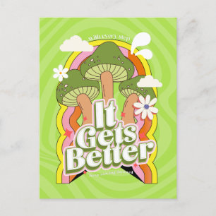 It Gets Better   Good Vibes &  Retro Groovy Feels Holiday Postcard