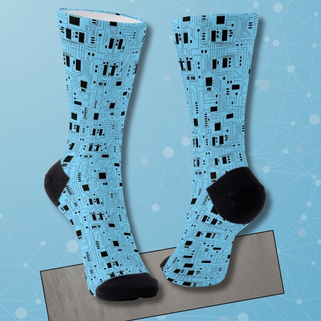IT Guy Azur Blue Classic Circuit Board Socks (Creator Uploaded)