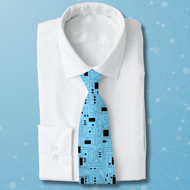 IT Guy Azur Blue Classic Circuit Board Tie (Creator Uploaded)