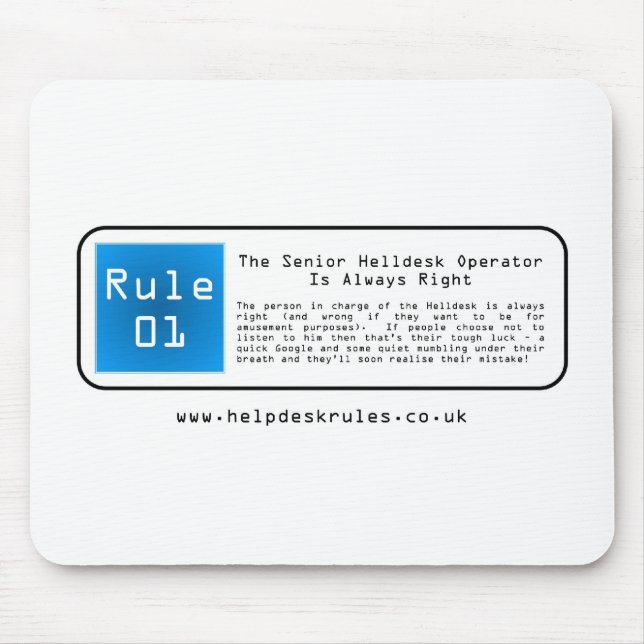 IT Helpdesk Rules Mouse Pad (Front)