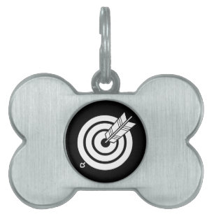 It hits against circularly, the arrow pet name tag