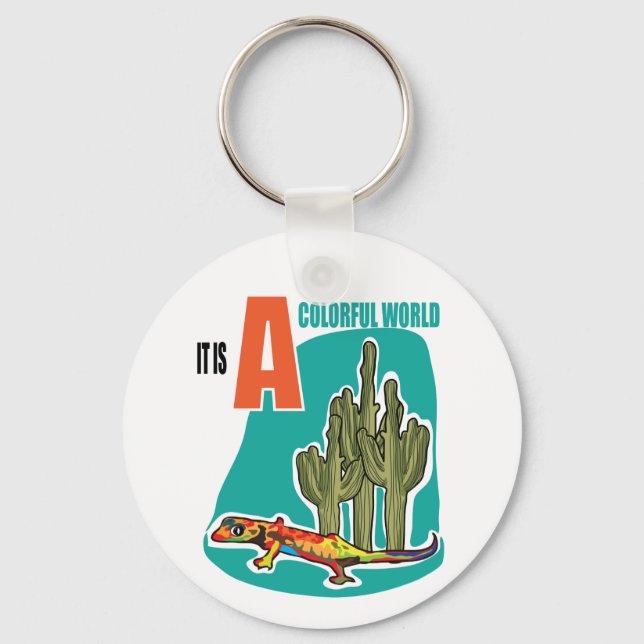 It is a colourful world keychain (Front)
