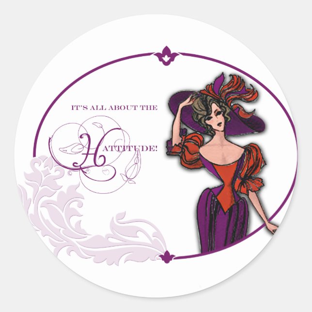 It Is All About the Hattitude Classic Round Sticker (Front)