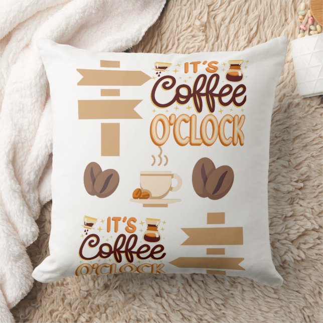 it is coffee clock  throw pillow (Blanket)