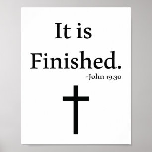 It Is Finished Bible Verse Poster