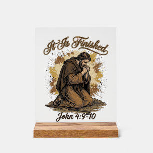 It Is Finished Bible Verse Vintage Christian Shirt Acrylic Sign