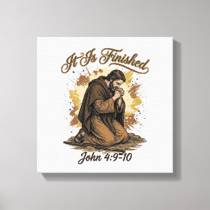It Is Finished Bible Verse Vintage Christian Shirt Canvas Print