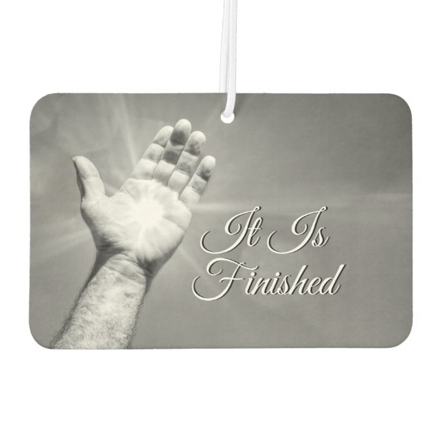 It Is Finished Grayscale Air Freshener (Back)