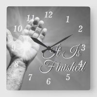 It Is Finished Grayscale Wall Clock